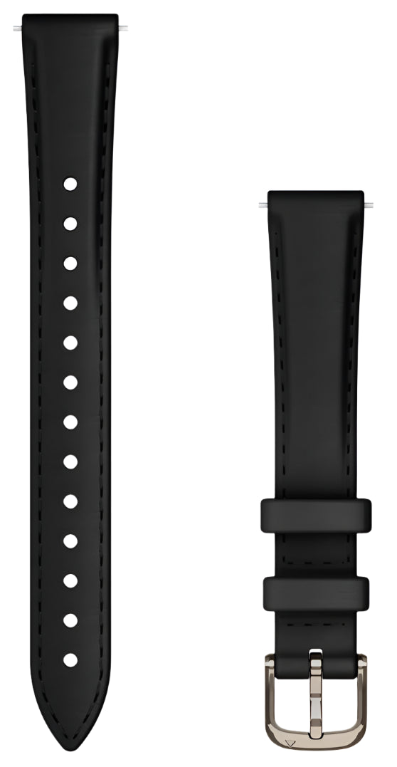 Garmin Lily 2 Bands 14mm, Black leather with cream gold hardware