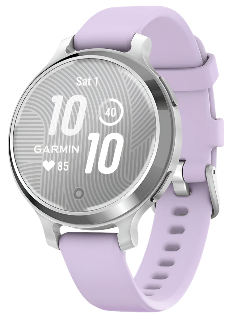 Garmin Lily 2 Active, Silver with Purple Jasmine Silicone Band
