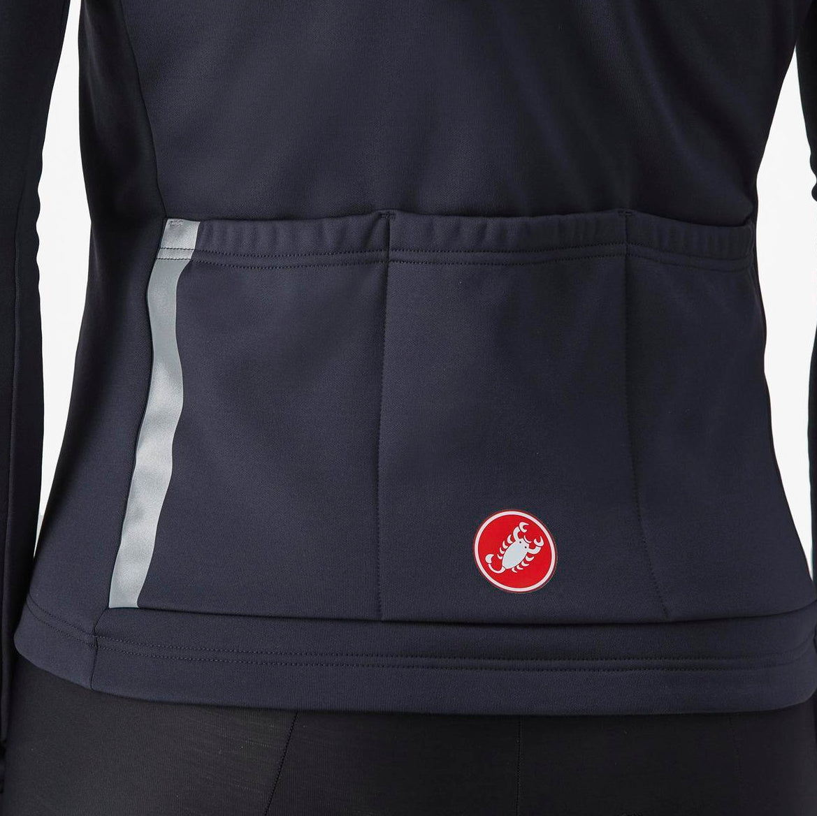 CASTELLI ENTRATA THERMAL JERSEY LIGHT BLACK/RED DETAILS
