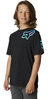 Fox YOUTH TOXSYK Short Sleeve TEE Black SIDE-FRONT FACING MODEL