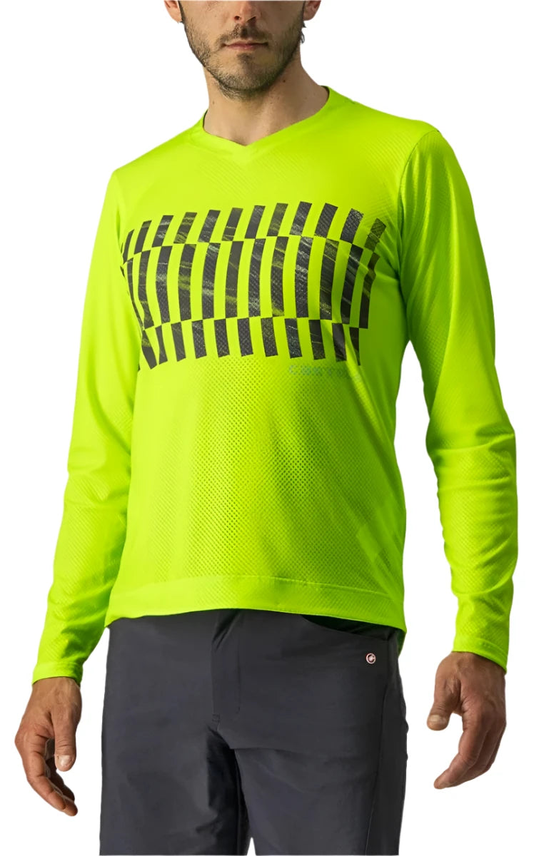 CASTELLI TRAIL TECH LONGSLEEVE TEE ELECTRIC LIME/DARK LIME FRONT