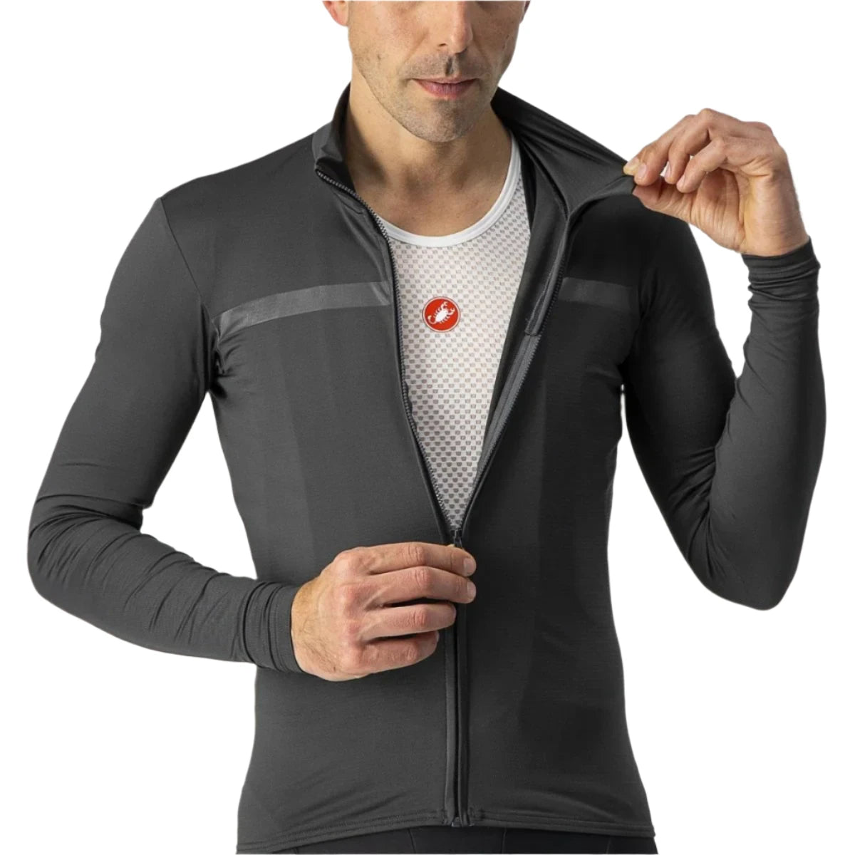 CASTELLI PRO THERMAL MID JERSEY DARK GREY ZIPPER