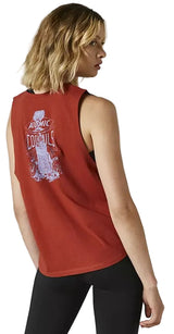 Fox Women DISQUIET TANK Red Clay BACK FACING MODEL
