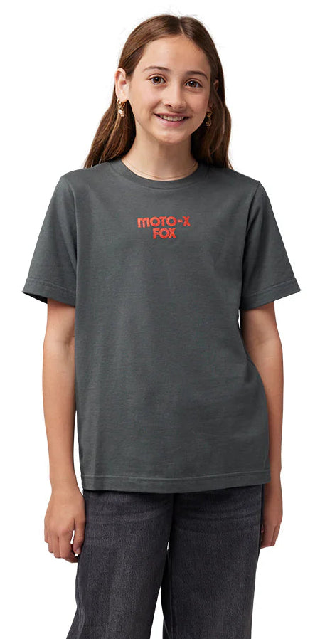 Fox Youth 74 Short Sleeve Tee Dark Shadow front facing model 