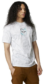 Fox DETONATE Short Sleeve TECH TEE GryWhite SIDE-FRONT FACING MODEL