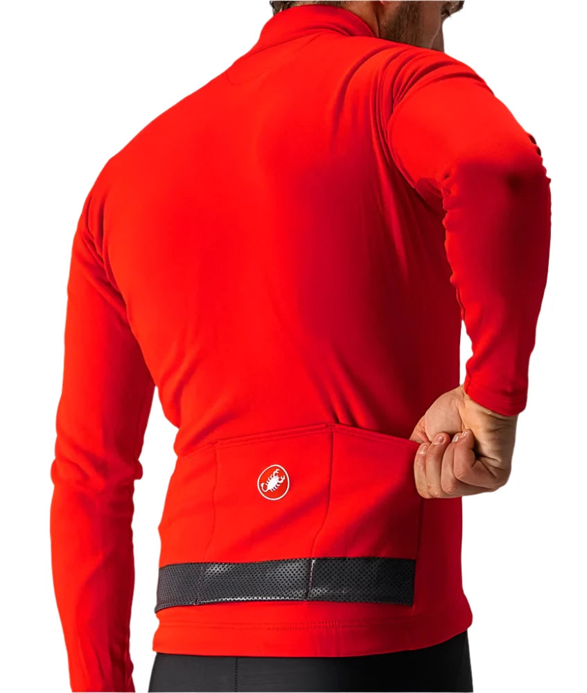 CASTELLI PURO 3 JERSEY FULL ZIP RED/BLACK REFLEX BACK POCKET