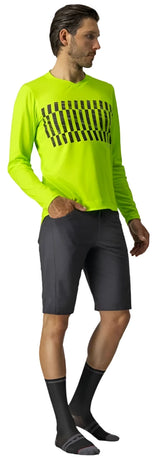 CASTELLI TRAIL TECH LONGSLEEVE TEE ELECTRIC LIME/DARK LIME FRONT