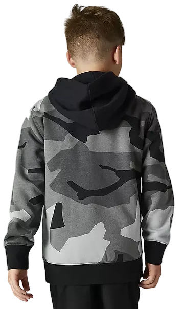 Fox YOUTH BNKR ZIP FLEECE Black Camo BACK FACING MODEL