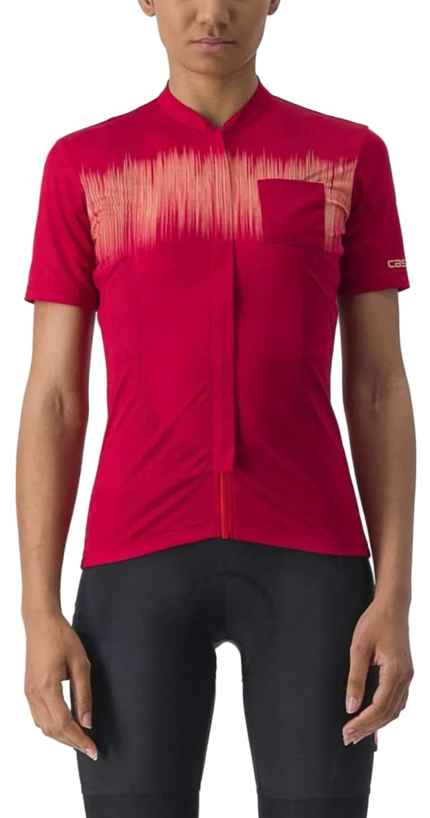 CASTELLI UNLIMITED SENTIERO JERSEY DARK RED FRONT FACING MODEL