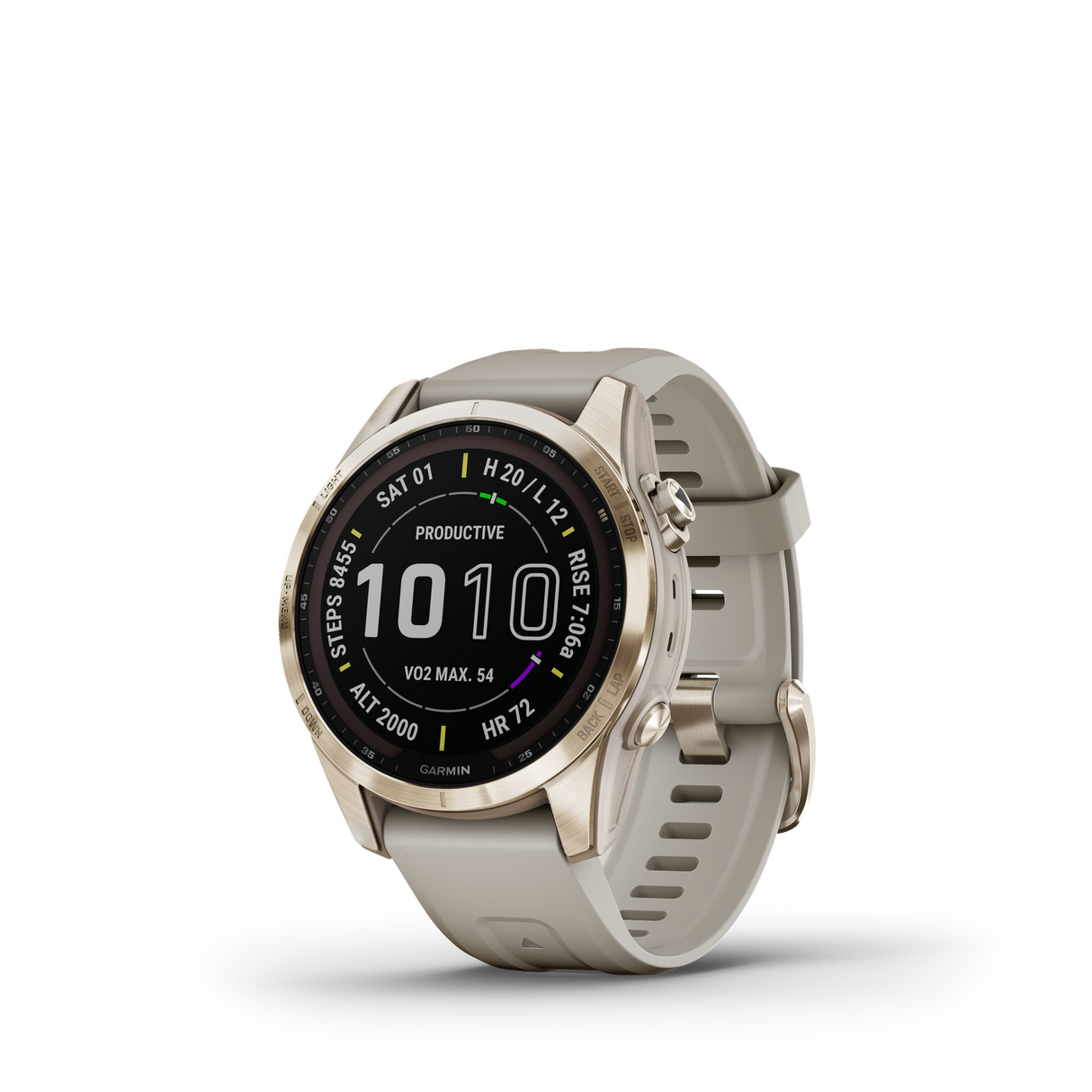 Garmin fenix 7S Sapphire Solar Cream Gold Ti w/Light Sand Band