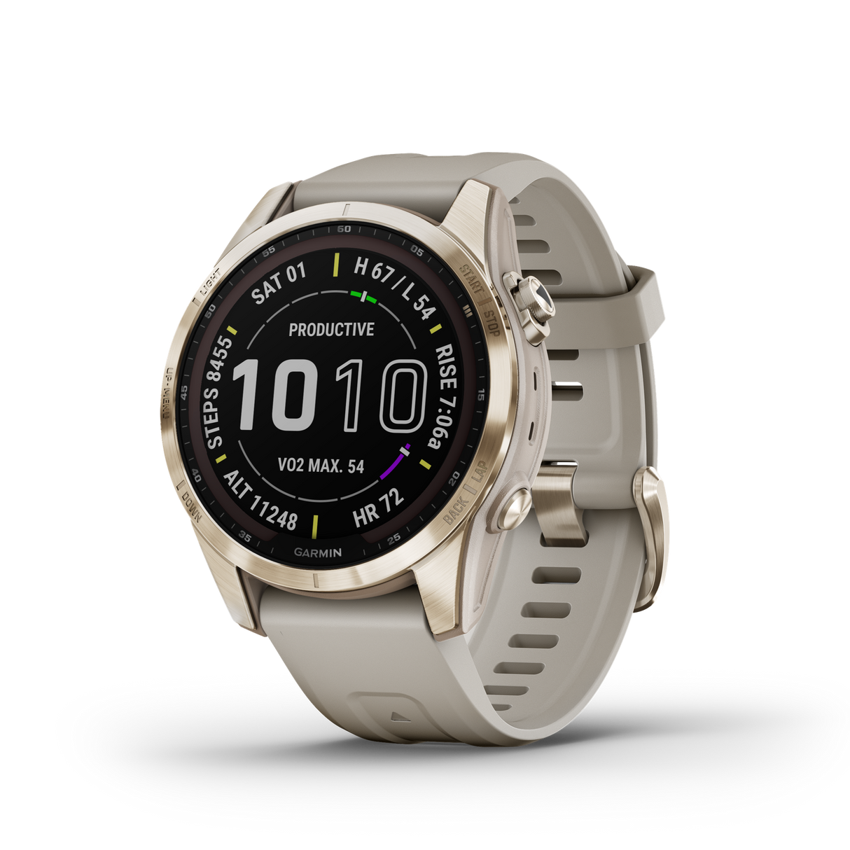 Garmin fenix 7S Sapphire Solar Cream Gold Ti w/Light Sand Band