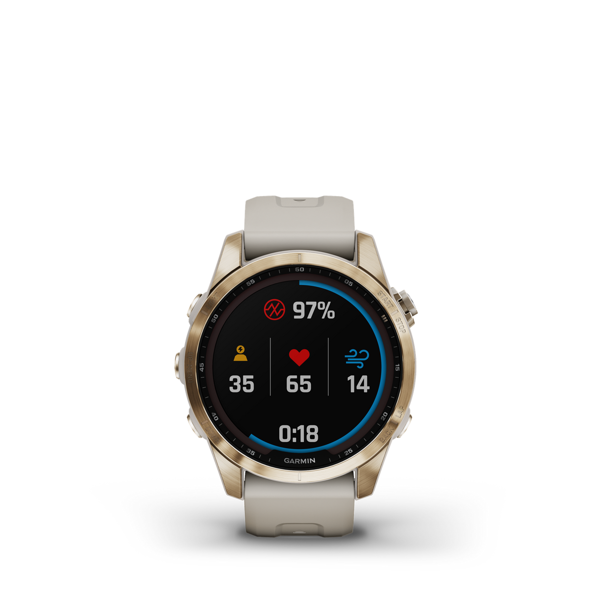 Garmin fenix 7S Sapphire Solar Cream Gold Ti w/Light Sand Band