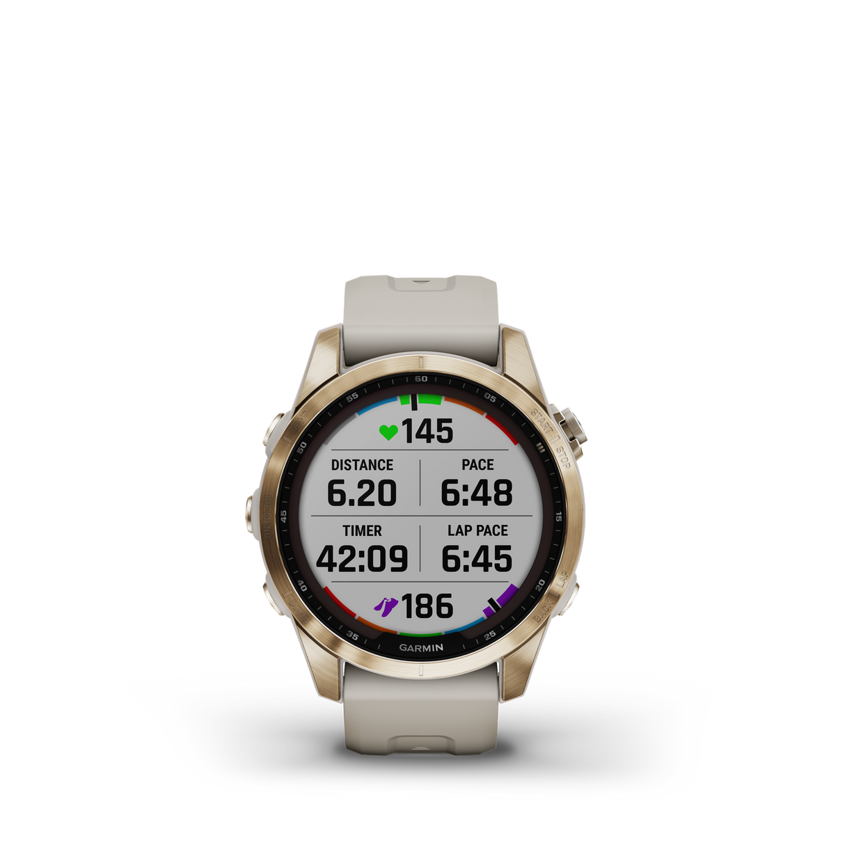 Garmin fenix 7S Sapphire Solar Cream Gold Ti w/Light Sand Band