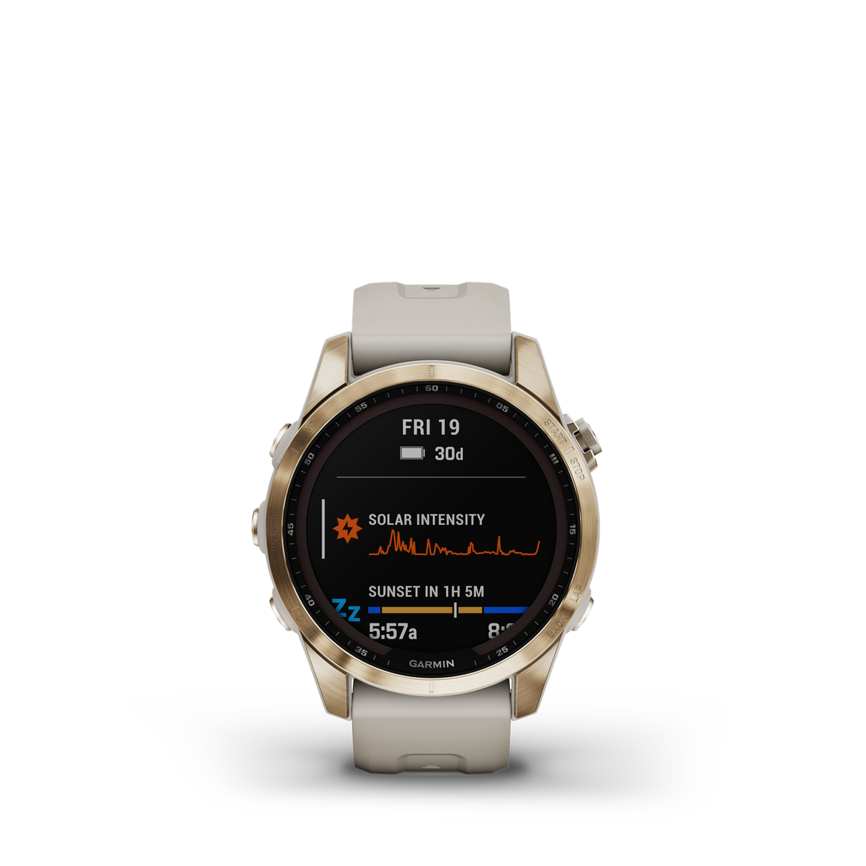 Garmin fenix 7S Sapphire Solar Cream Gold Ti w/Light Sand Band