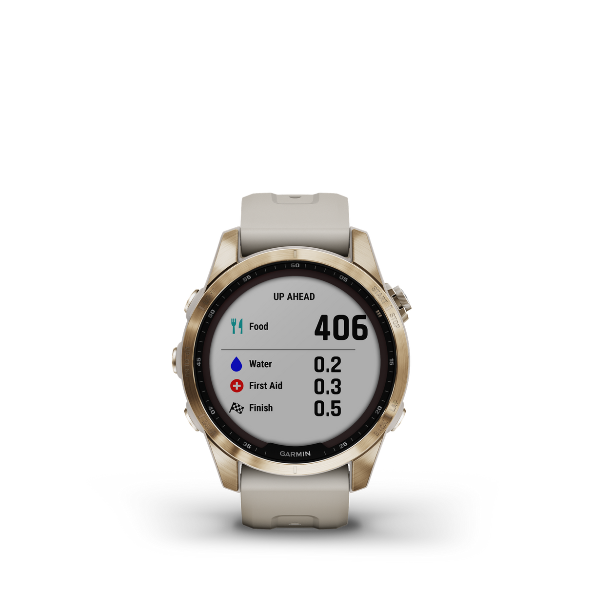 Garmin fenix 7S Sapphire Solar Cream Gold Ti w/Light Sand Band