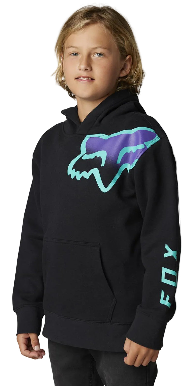 Fox YOUTH TOXSYK PULLOVER FLEECE Black SIDE-FRONT FACING MODEL