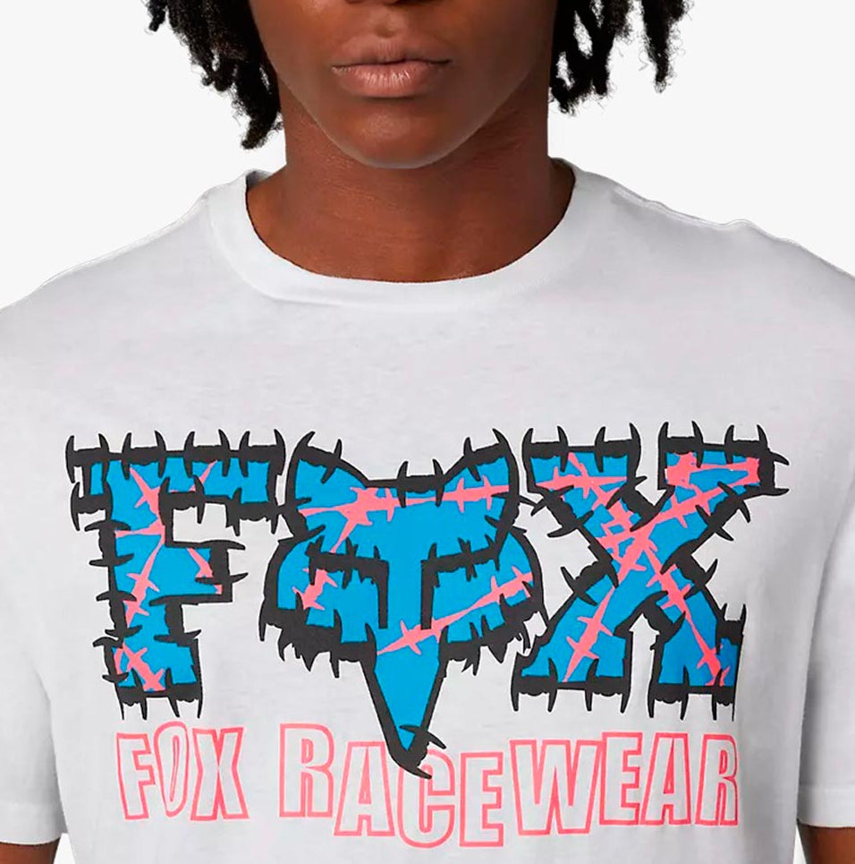 Fox BARBED WIRE || SS PREM TEE OptcWhite DETAILS