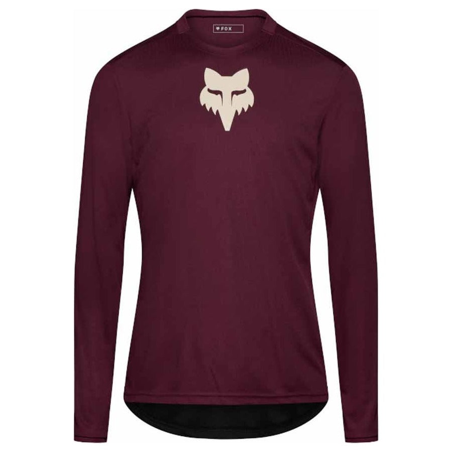FOX Ranger Fox Head Long Sleeve Jersey - Dark Maroon