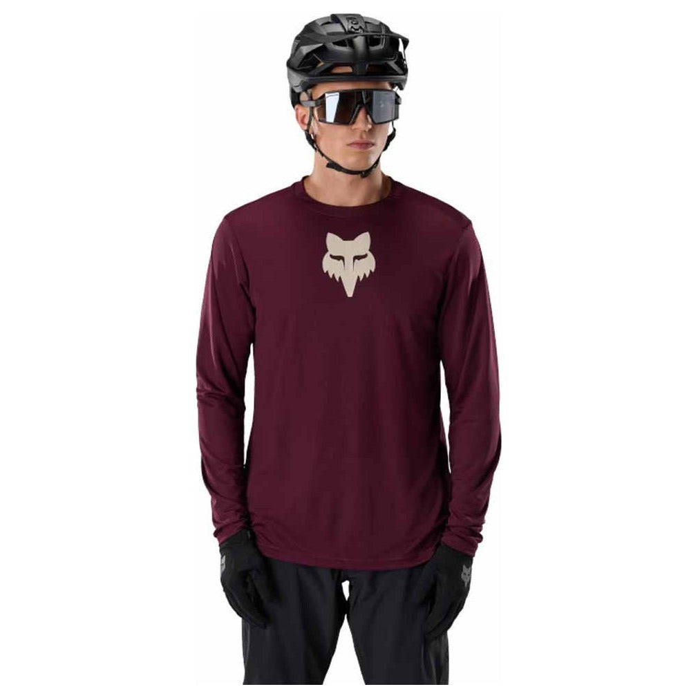 FOX Ranger Fox Head Long Sleeve Jersey - Dark Maroon