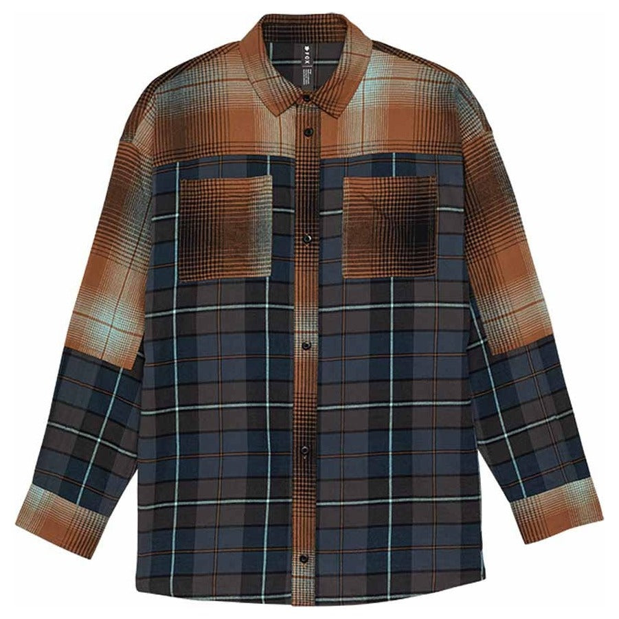 FOX Womens Oversized Flannel Shirt - Dark Vintage Blue