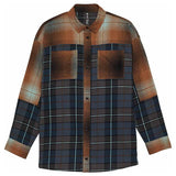 FOX Womens Oversized Flannel Shirt - Dark Vintage Blue