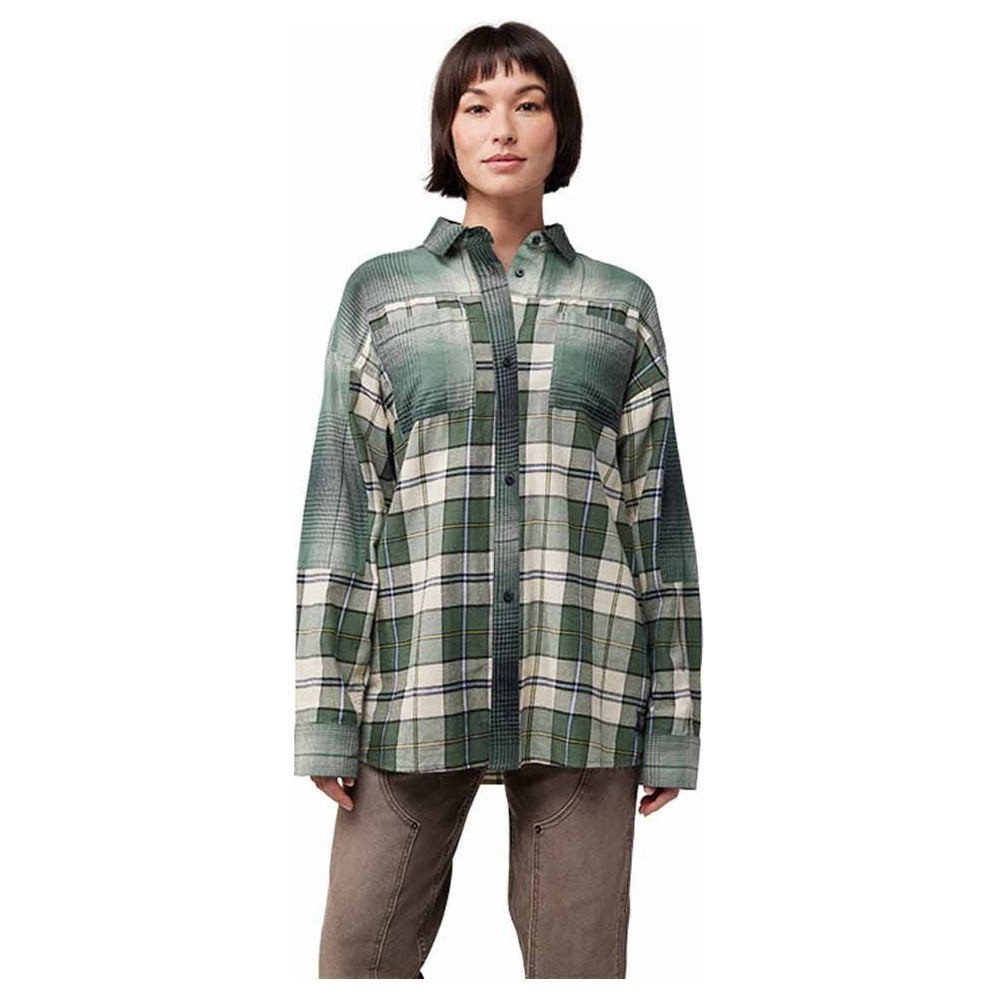FOX Womens Oversized Flannel Shirt - Heather Green