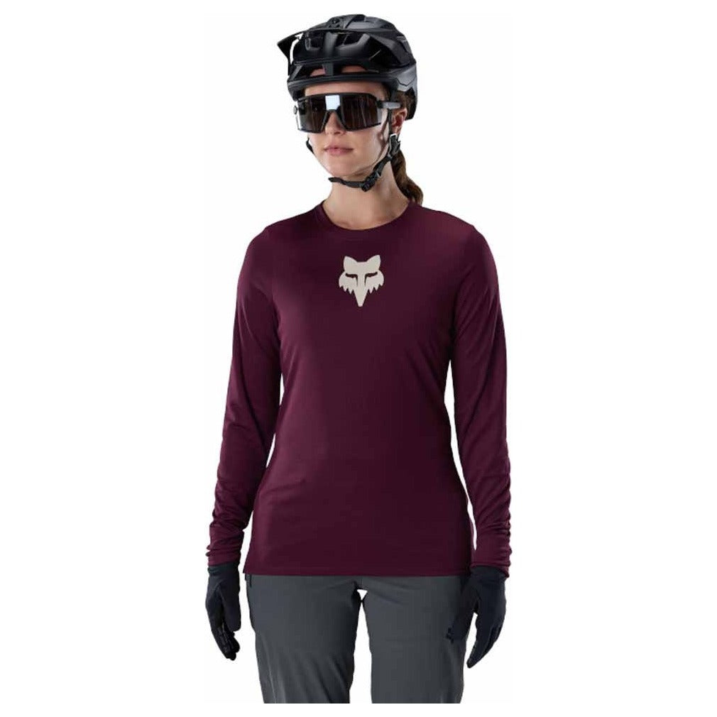FOX Womens Ranger Fox Head Long Sleeve Jersey - Dark Maroon