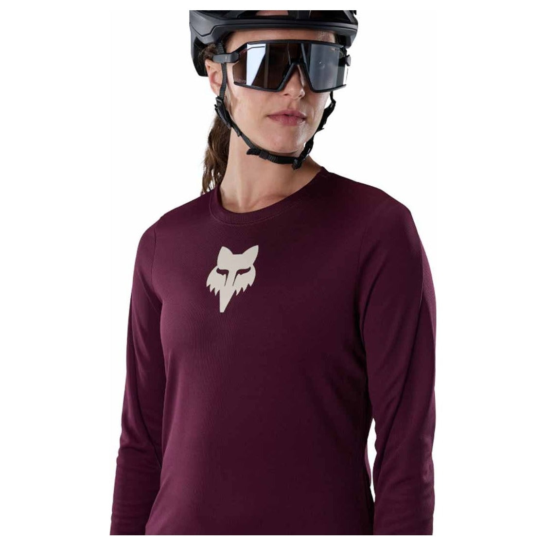 FOX Womens Ranger Fox Head Long Sleeve Jersey - Dark Maroon