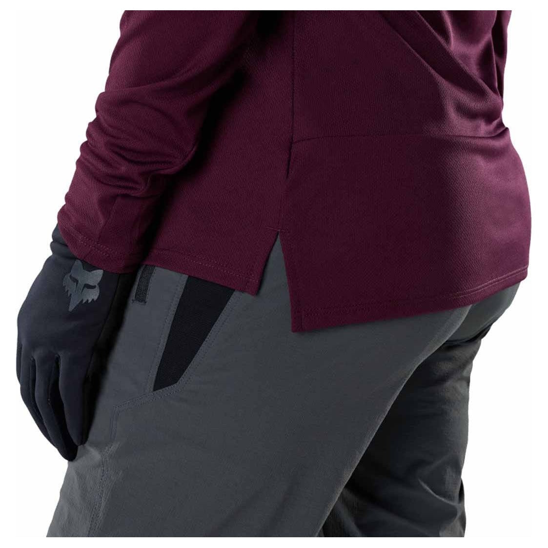 FOX Womens Ranger Fox Head Long Sleeve Jersey - Dark Maroon