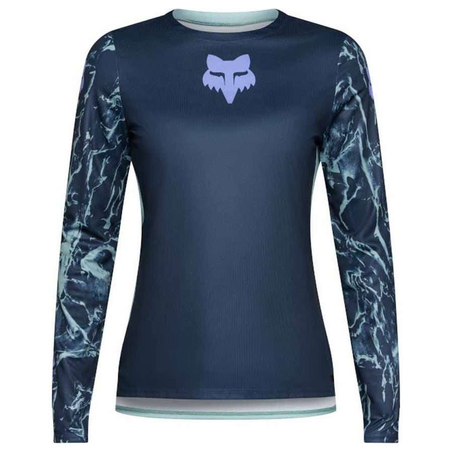 FOX Womens Ranger Long Sleeve Jersey Image Print - Arctic Blue