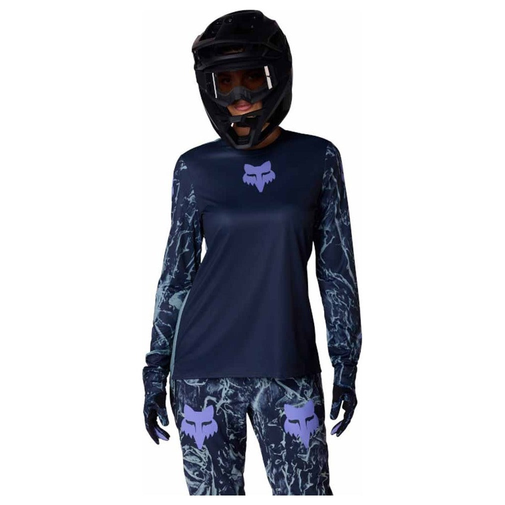 FOX Womens Ranger Long Sleeve Jersey Image Print - Arctic Blue