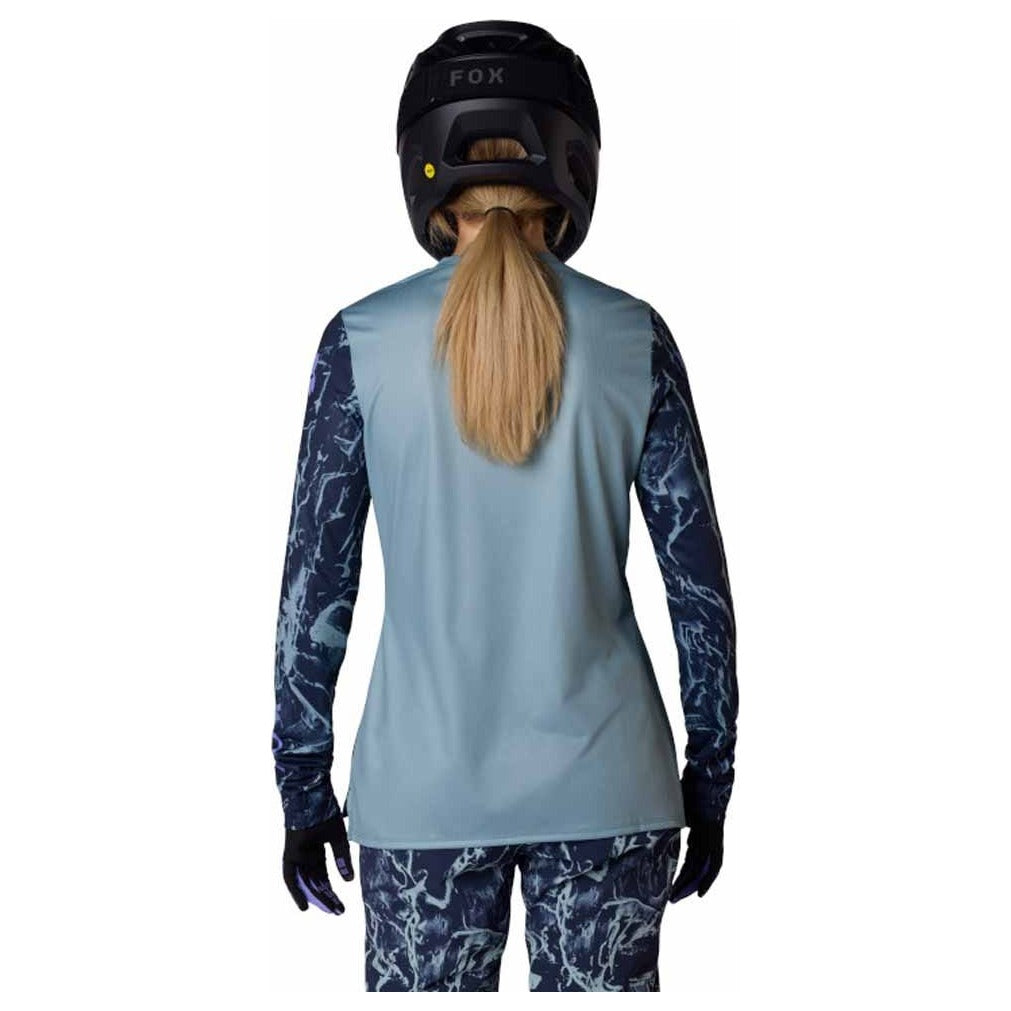 FOX Womens Ranger Long Sleeve Jersey Image Print - Arctic Blue