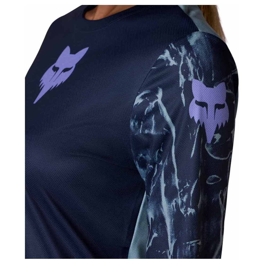 FOX Womens Ranger Long Sleeve Jersey Image Print - Arctic Blue