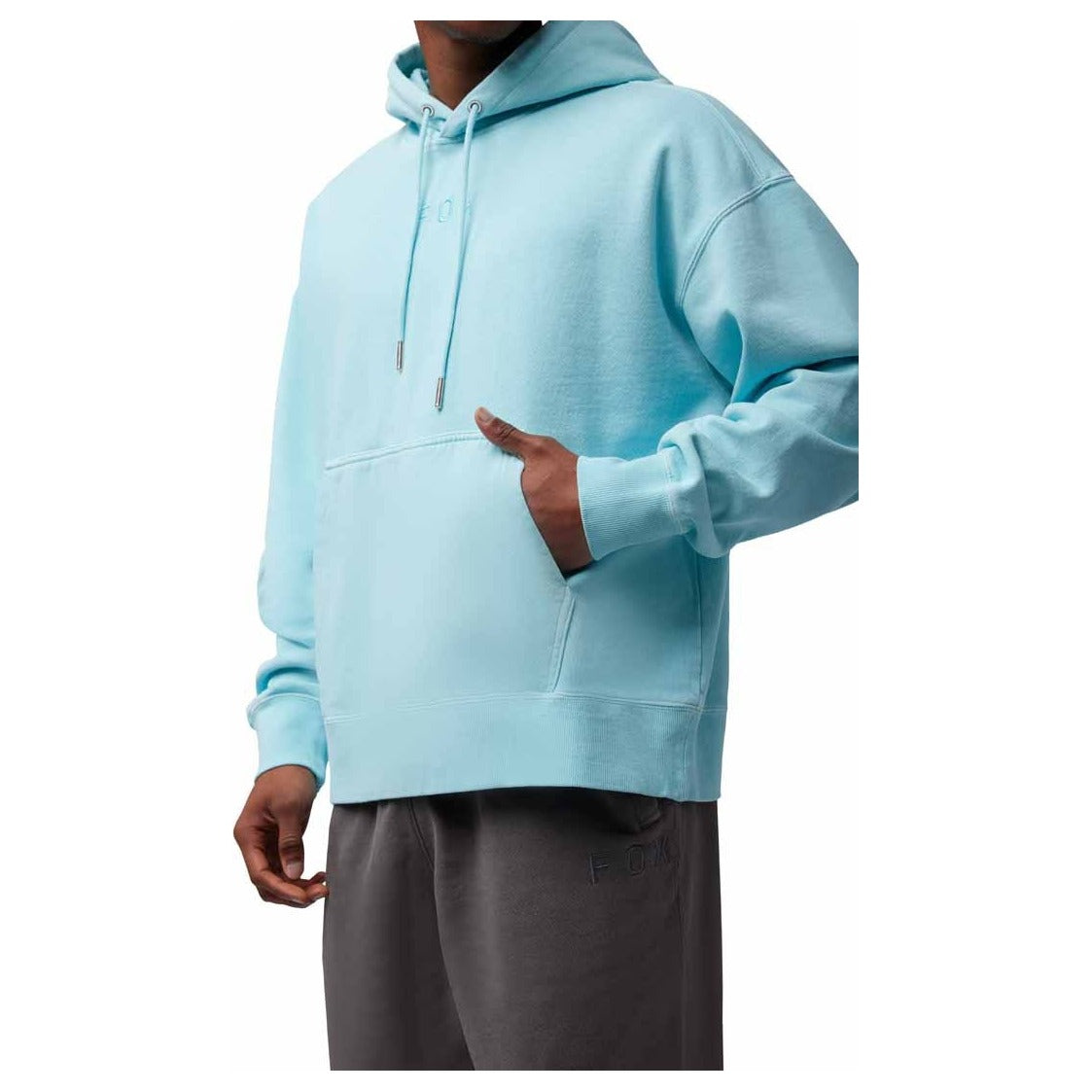 FOX Wordmark Oversized Pullover Hoodie - Light Blue