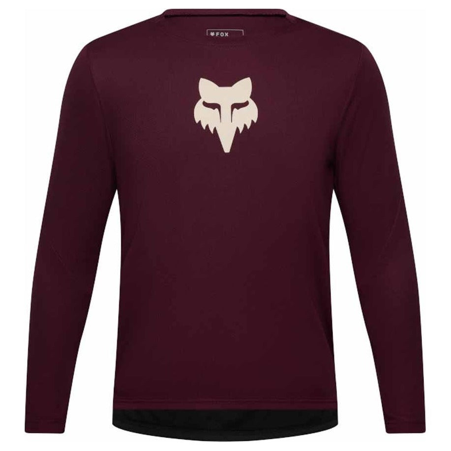 FOX Youth Ranger Fox Head Long Sleeve Jersey - Dark Maroon