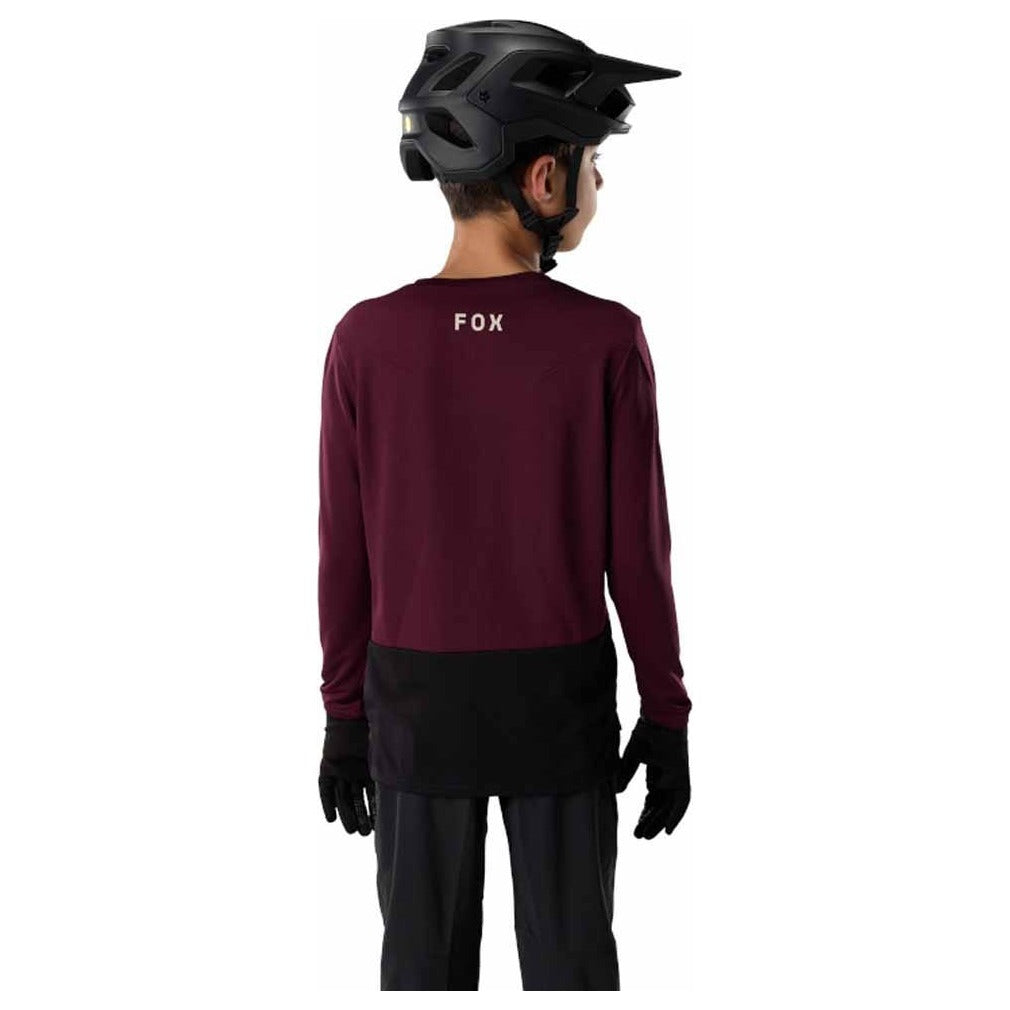 FOX Youth Ranger Fox Head Long Sleeve Jersey - Dark Maroon