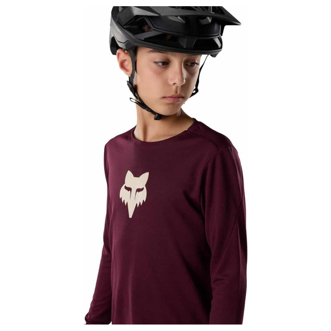 FOX Youth Ranger Fox Head Long Sleeve Jersey - Dark Maroon