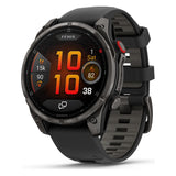 Garmin fenix 8 Pro 47mm AMOLED Sapphire Smartwatch - Carbon Grey DLC Titanium with Black/Pebble Grey Band