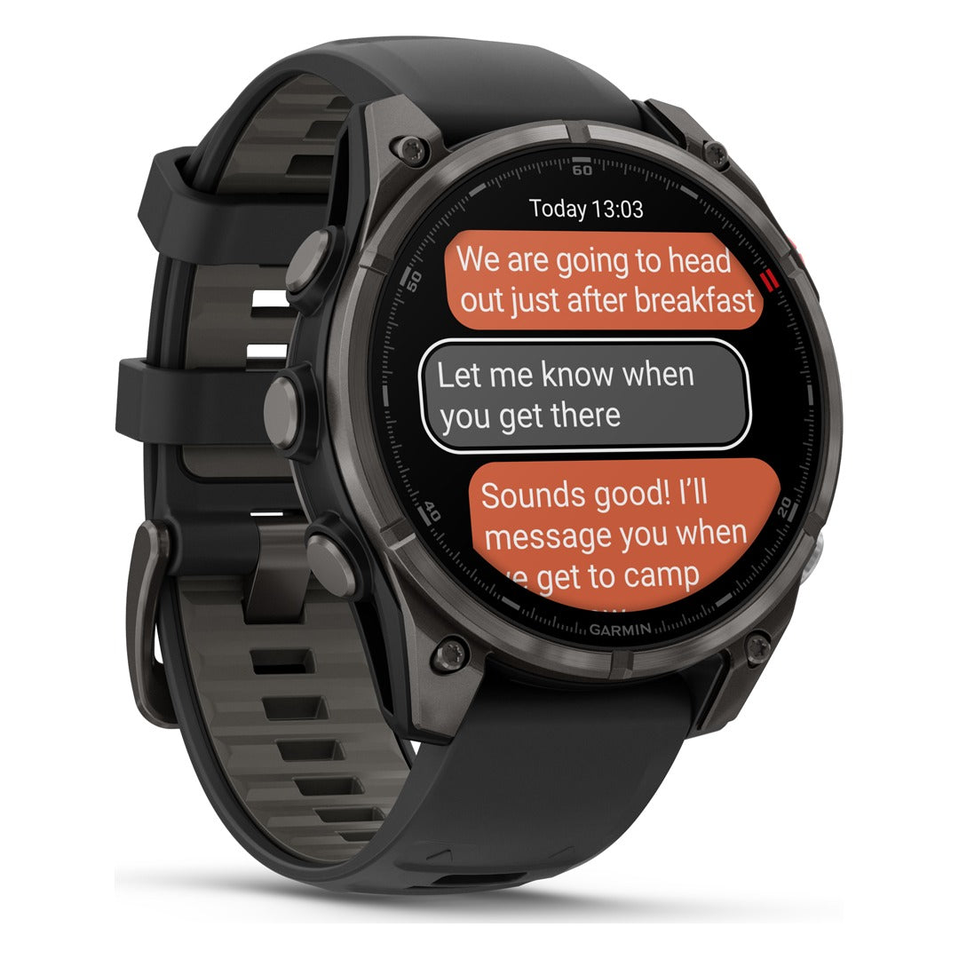 Garmin fenix 8 Pro 47mm AMOLED Sapphire Smartwatch - Carbon Grey DLC Titanium with Black/Pebble Grey Band