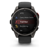 Garmin fenix 8 Pro 47mm AMOLED Sapphire Smartwatch - Carbon Grey DLC Titanium with Black/Pebble Grey Band