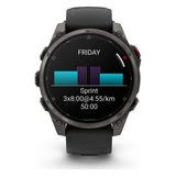 Garmin fenix 8 Pro 47mm AMOLED Sapphire Smartwatch - Carbon Grey DLC Titanium with Black/Pebble Grey Band