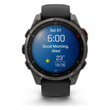 Garmin fenix 8 Pro 47mm AMOLED Sapphire Smartwatch - Carbon Grey DLC Titanium with Black/Pebble Grey Band