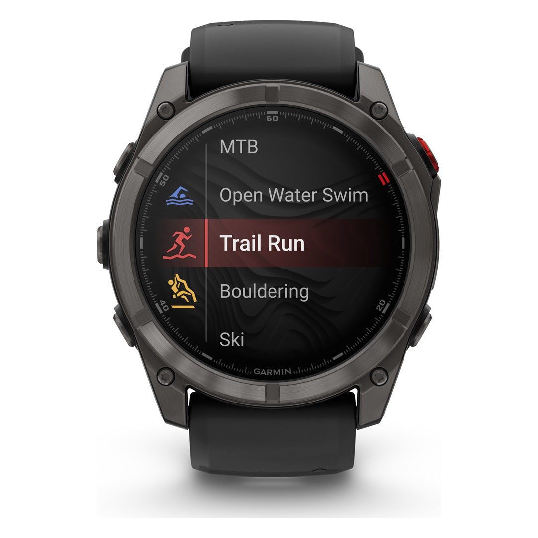 Garmin fenix 8 Pro 51mm AMOLED Sapphire Smartwatch - Carbon Grey DLC Titanium with Black/Pebble Grey Band