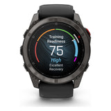 Garmin fenix 8 Pro 51mm AMOLED Sapphire Smartwatch - Carbon Grey DLC Titanium with Black/Pebble Grey Band