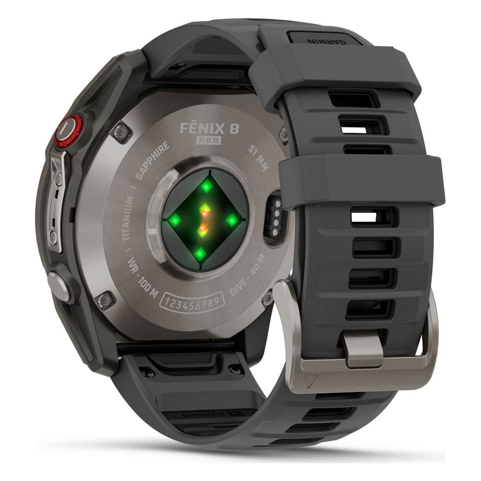 Garmin fenix 8 Pro 51mm AMOLED Sapphire Smartwatch - Titanium with Graphite/Black Band