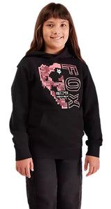 Fox Youth Image Skull Fleece Pullover Black FRONT FACING MODEL