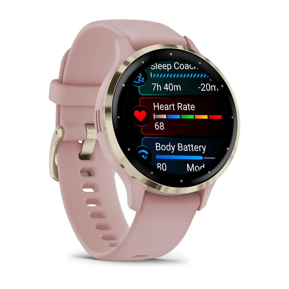 Garmin Venu® 3S, Soft Gold Stainless Steel Bezel with Dust Rose Case