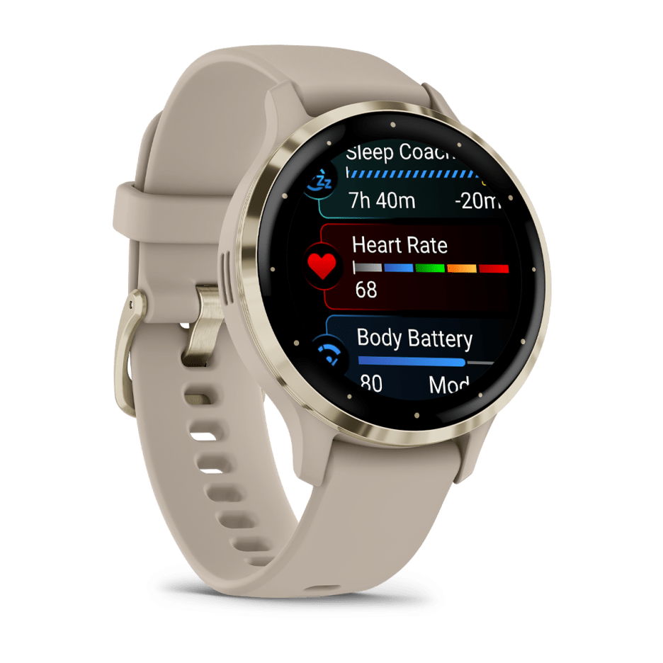 Garmin Venu 3S, Soft Gold Stainless Steel Bezel with French Grey Case