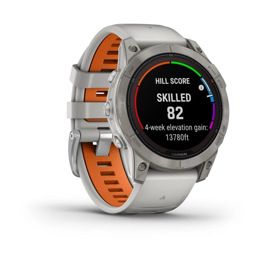 Garmin fenix 7 Pro Sapphire Solar Ed 47mm Ti w Fog Gray and Ember Oran Crooze Australia