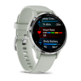 Garmin Venu® 3S, Silver Stainless Steel Bezel with Sage Grey Case